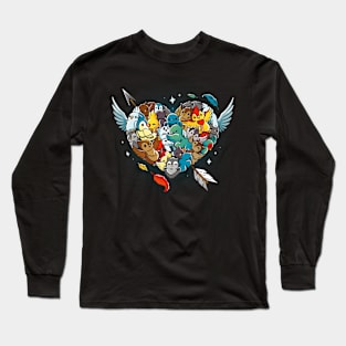 Valentine Owls Parrots Long Sleeve T-Shirt